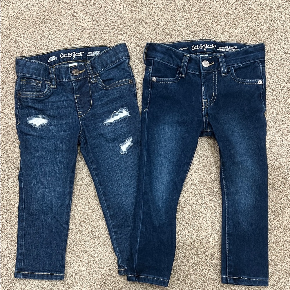 Cat & Jack Kids' Dark and Distressed Blue Jeans Set